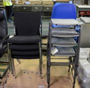 4x Canteen Chairs With Black Fabric Seat, 4x Stools with Plastic Seat, 6x Canteen Chairs w