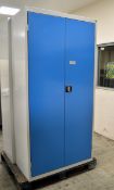 Metal Blue Double Door Cabinet - W 1100mm x D 500mm x H 2010mm with 2 keys (inside)