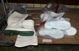 3x Pairs of wellington boots - 2x Portwest work EU39 / UK6, 1x Dunlop EU47 / UK12