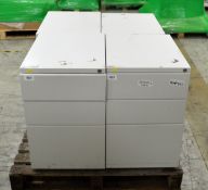 4x Metal 3-Drawer Office Pedestals - W 420mm x D 570mm x H 660mm