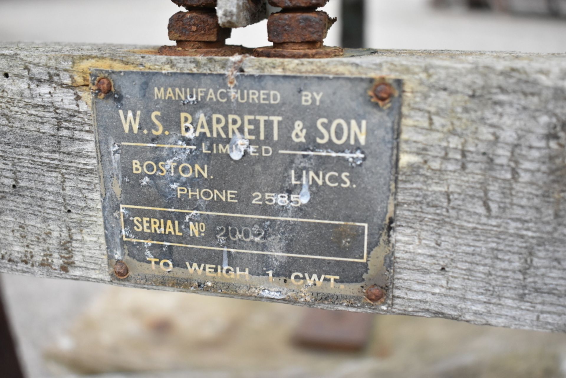 W.S.BARRET, BOSTON, POTATO WEIGHING MACHINE S.No2002 - Image 3 of 3