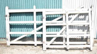 PAIR OF PAINTED GATES, 4 BAR 10ft LONG X 4ft & 5ft LONG X 4ft HIGH