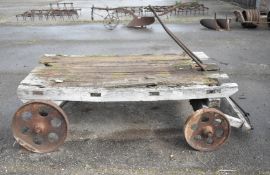 WOODEN FRAME TROLLEY, 4-CAST WHEELS