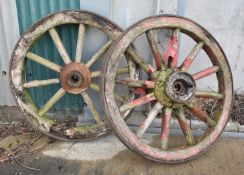 TWO WOODEN WHEELS, DIAMETER- 100cm