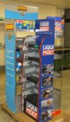 Hycote spraypaint display stand with some spray paints & 2x Liquid Moly display stands