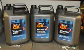 2x Triple QX Hydraulic oil 32 5L, 1x Triple QX ATF DX IID 5L & 1xTriple QX MTFD 75W-80 5L