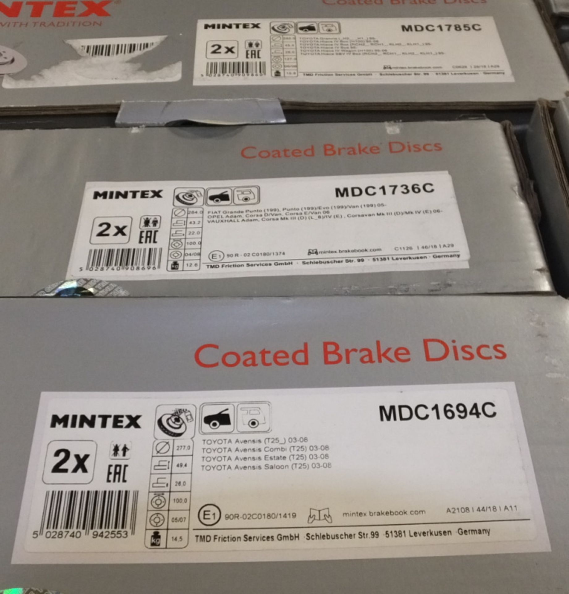 Mintex Brake Discs - Please see pictures for examples of part numbers. - Image 2 of 6