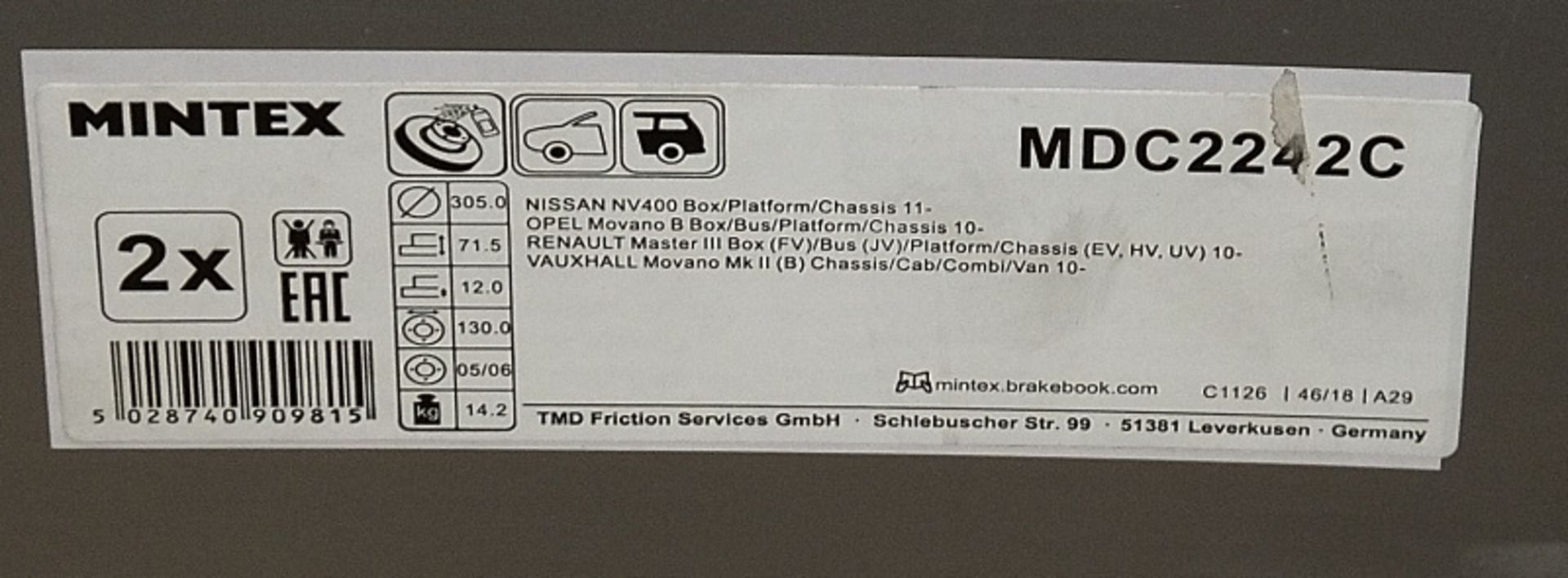 Mintex Brake Discs model numbers MDC2202C, MDC2503C, MDC2242C - Image 4 of 4