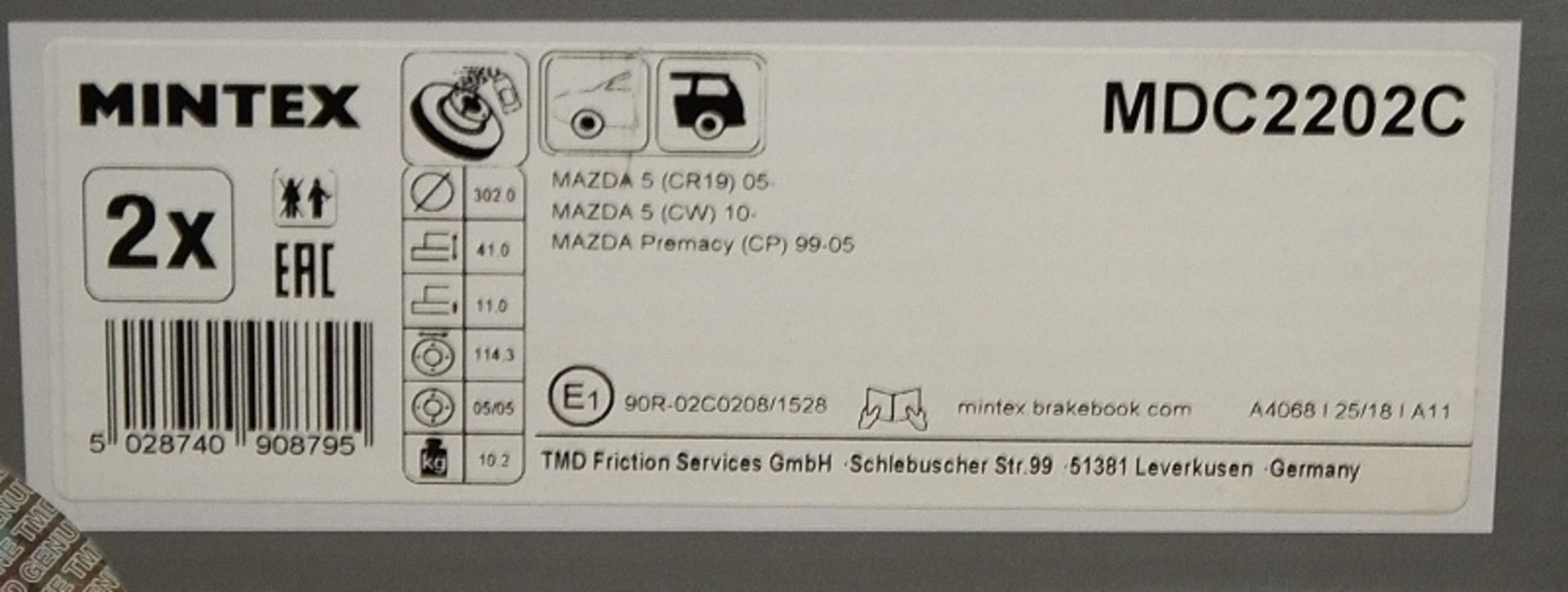 Mintex Brake Discs model numbers MDC2202C, MDC2503C, MDC2242C - Image 2 of 4