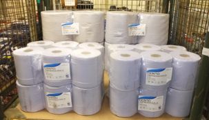 4x Sapphire Wiper Industrial rolls 2 ply - 2 per pack & 4x Sapphire Cento Centrefeed Rolls