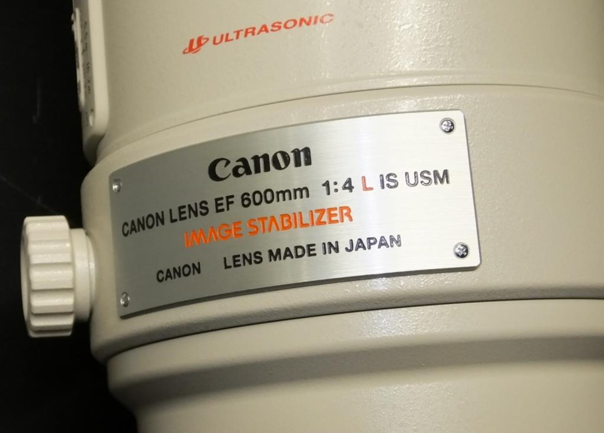 Canon lens EF 600mm - 1:4 L IS USM - Image stabilizer - ultrasonic - serial 18326 - Image 3 of 18