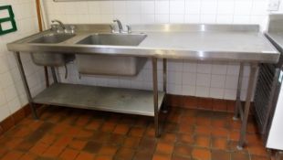 Stainless Steel Double Sink Unit - L2250 x D700 x H930mm