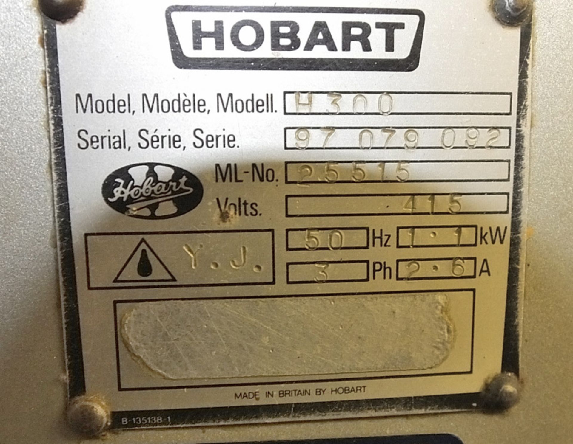 Hobart H300 Mixer with Bowl & attachments - 415v - Image 9 of 9