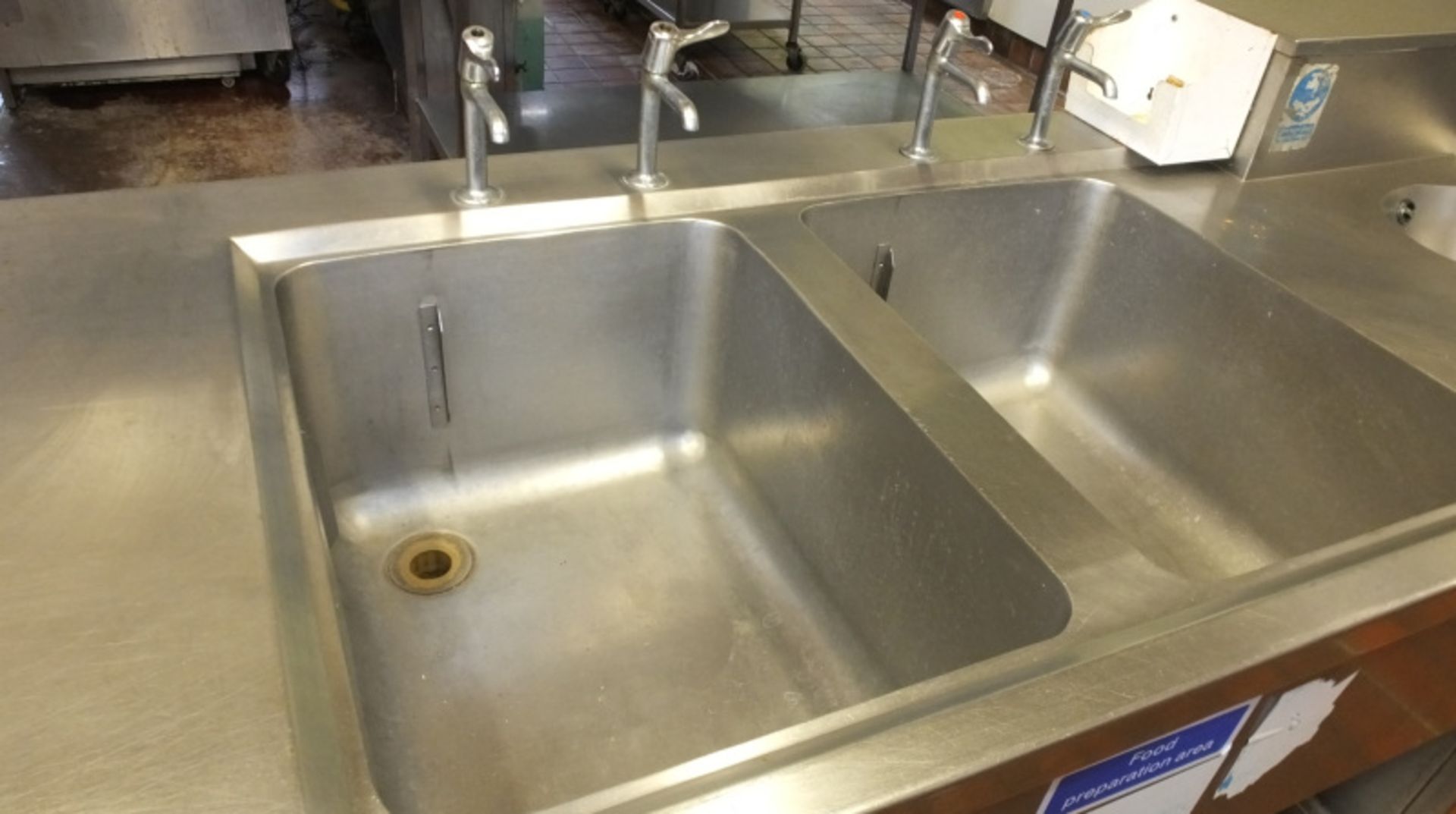 Stainless Steel Double Sink Unit with waste - L2380 x D840 x H1090mm - Image 3 of 5