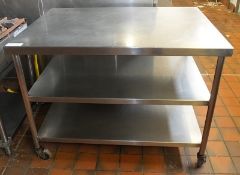Stainless Steel Mobile Table Unit - L1200 x D860 x H895mm