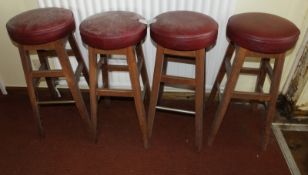 4x Wooden Bar Stools with cushioned seats