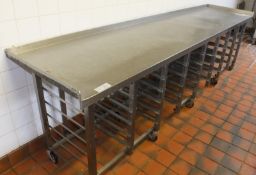 Stainless Steel Trolley with Tray Racking - L3120 x D715 x H915mm