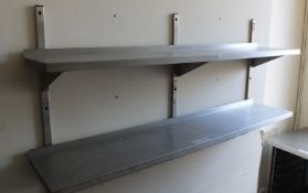 2x Stainless Steel Shelves - L1500 x D300mm - BUYER TO REMOVE WITH OWN TOOLS