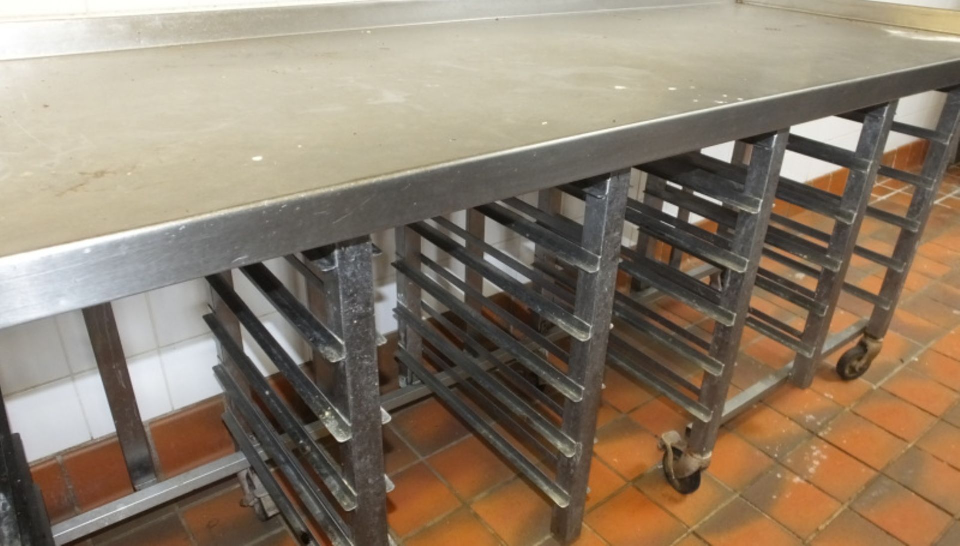 Stainless Steel Trolley with Tray Racking - L3120 x D715 x H915mm - Image 3 of 4