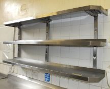 3 Tier Stainless Steel Shelving Unit - L1800 x D350 x H855mm - BUYER TO REMOVE WITH OWN TOOLS