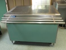 Canteen Wheeled Serving Unit with tray rail and socket - L1200 x D1200 x H900mm