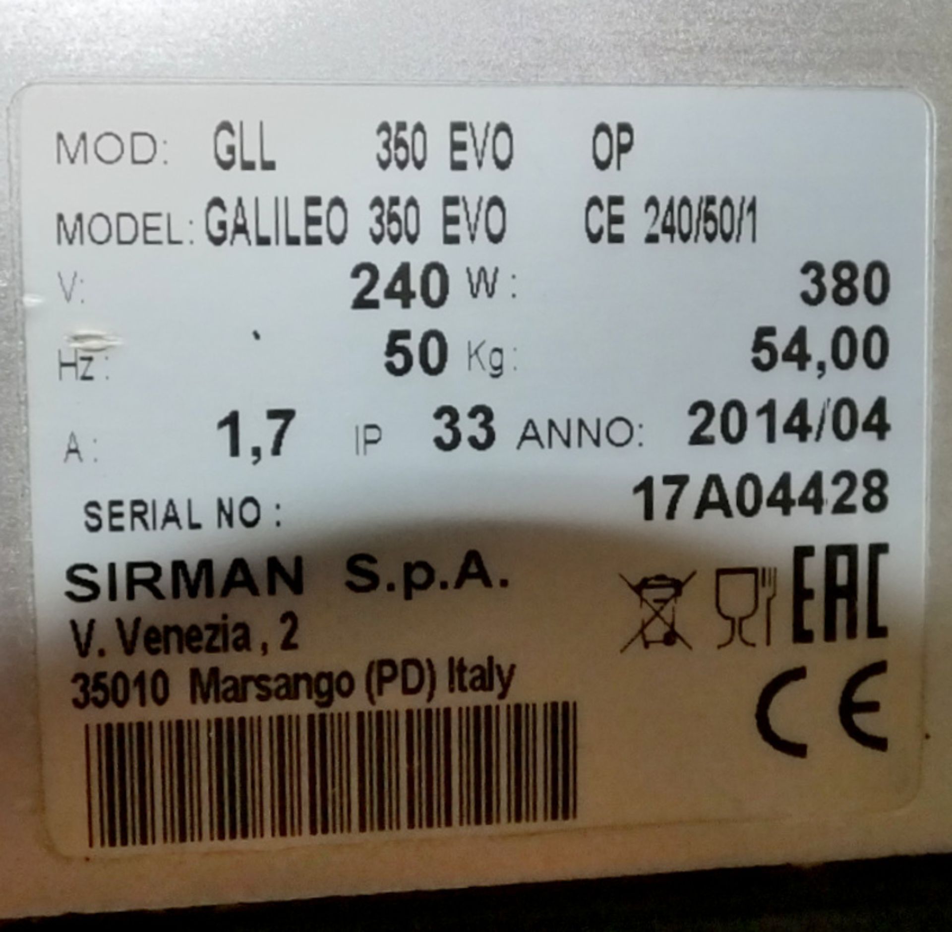 Sirman Galileo 360 Evo Electric Meat Slicer - 240W - Image 4 of 5