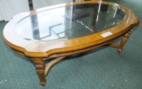 Wooden Coffee Table with Glass Top - L1200 x D700 x H400mm