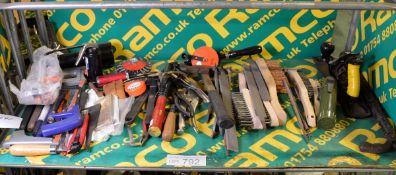 Various Hand Tools - screwdrivers, hammers, hacksaws, Master Ultratorch