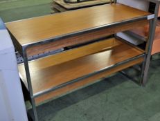 2x Coffee tables - wood topped metal legged - L 1200mm x D 500mm x H 400mm