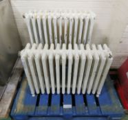 2x Heavy duty cast radiators - L 870mm x D 240mm x H 600mm, L 800mm x D 240mm x H 760mm -