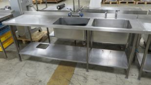 Stainless Steel Dual Sink Catering W 2400mm x D 650mm x H 1080mm