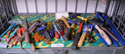 Various Hand Tools including screwdrivers, hammers, hacksaws