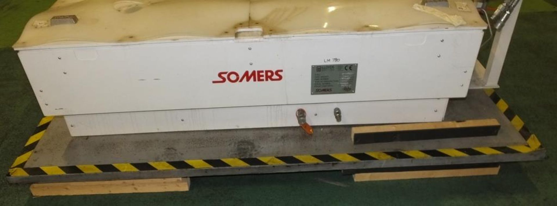 Somers hand operated lift table SWL 27Tonnes - tare weight 1090kg - DWG number A11235 - Ye - Image 8 of 10