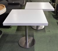 2x Square top freestanding tables - W 795mm x D 795mm x H 760mm