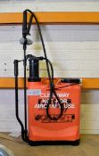 Orange Backpack 12ltr Sprayer With Pump Handle