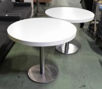 2x Round top freestanding tables - 900mm diameter x H 760mm