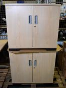 2x Pine Effect Wooden Cabinets - W 800mm x D 500mm x H 730mm