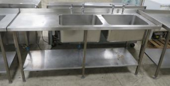 Stainless Steel Dual Sink Catering W 2010mm x D 650mm x H 1080mm