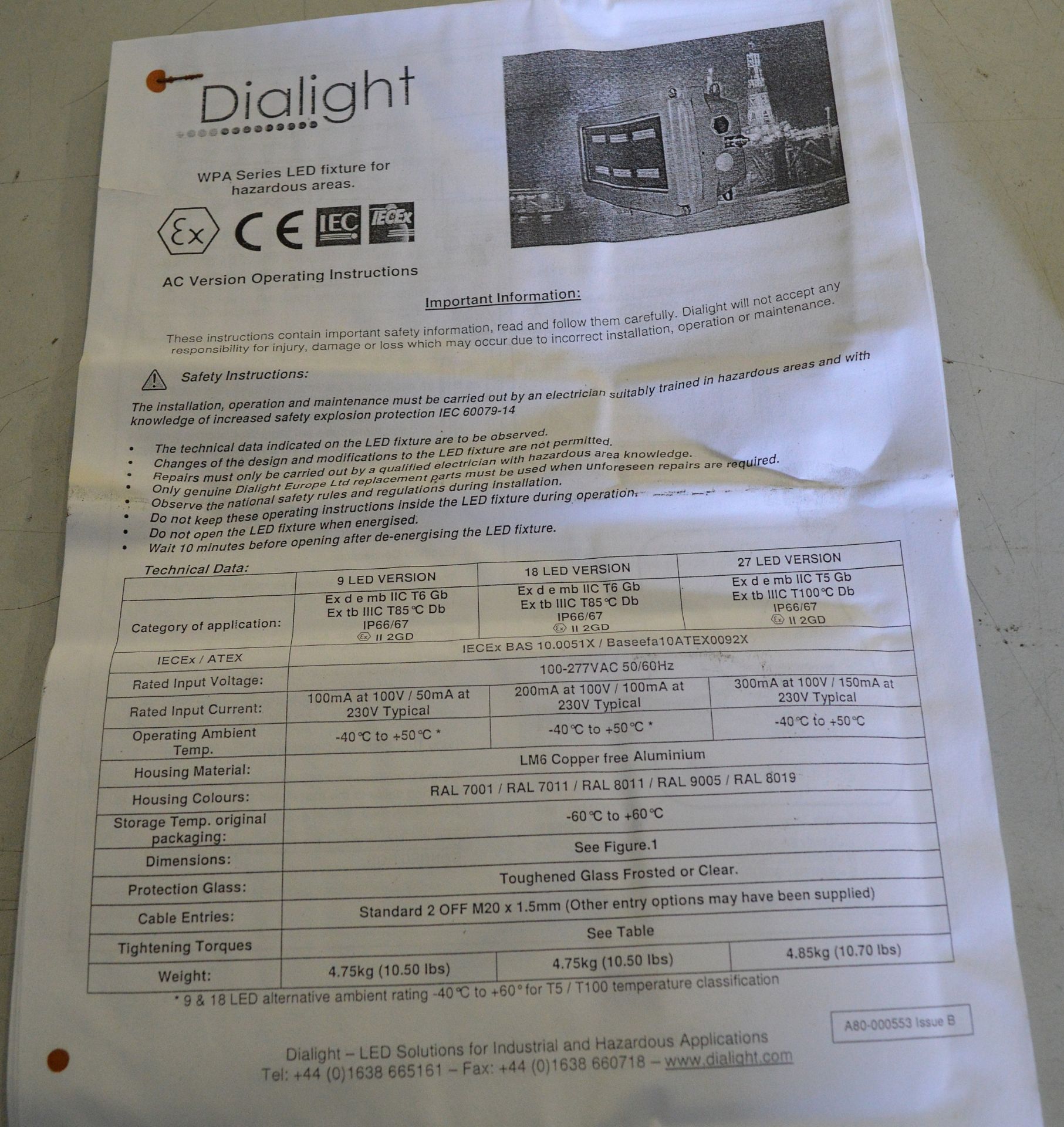 2x Dialight Part No WP-2C3H-ALGC LED Lights - Image 4 of 4