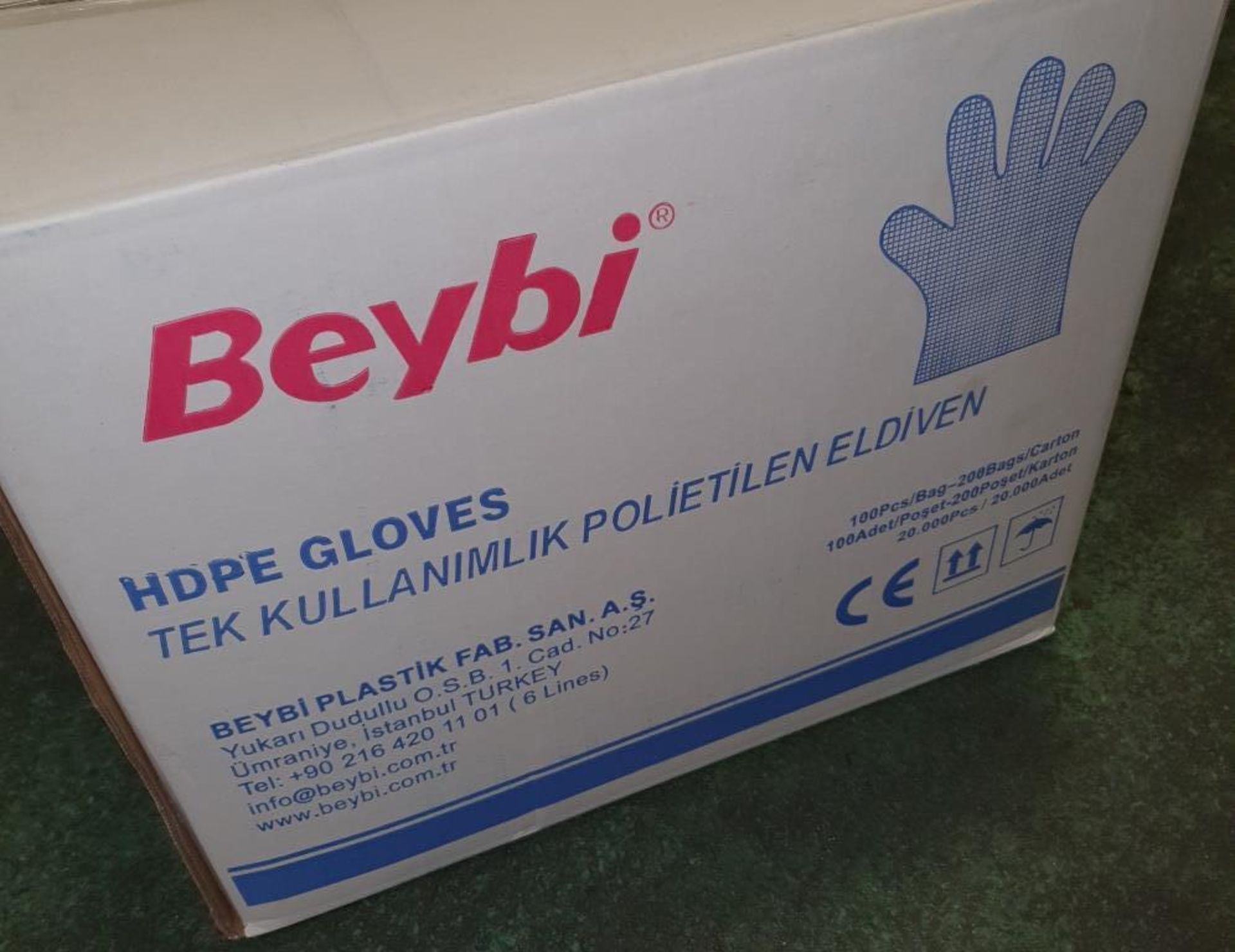 Beybi HDPE Gloves - Size L - 100 gloves per bag - 200 bags per box - 1 box - Image 2 of 4