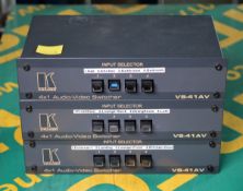 3x Kramer VS-41AV 4x1 Audio-Video Switcher Units