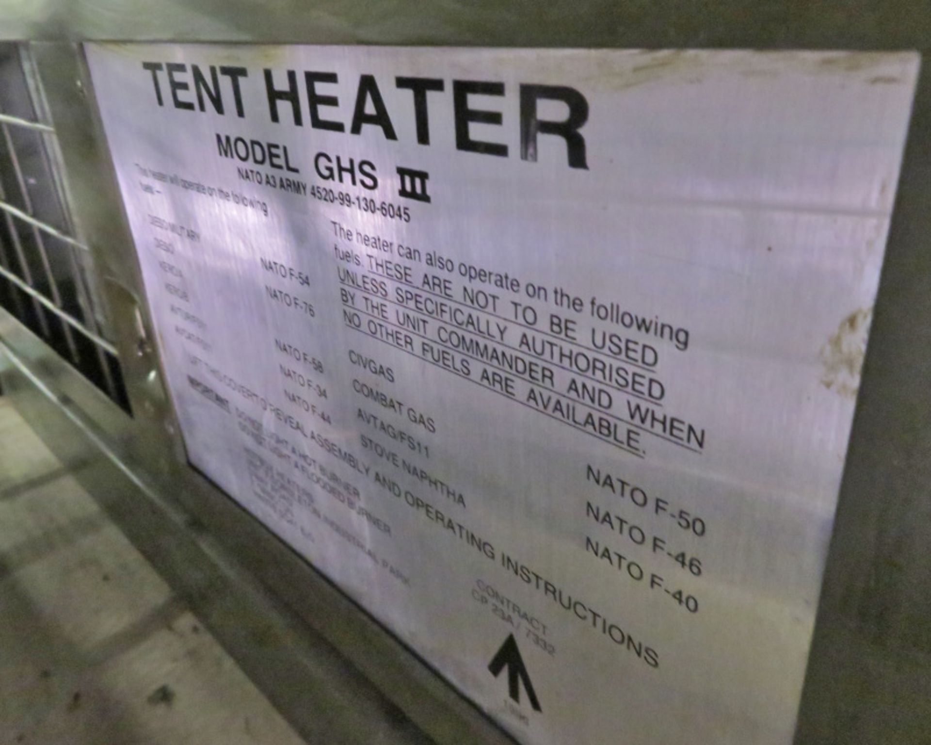 Tent Heater - model GHS III - NSN 4520-99-130-6045 - Nato A3 - Image 2 of 2