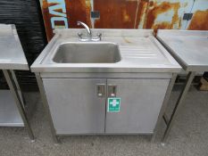 Stainless steel sink unit with undecounter storage