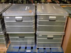 4x Zarges Aluminium Storage Cases L 790mm x W 590mm x H 410mm