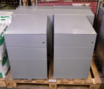 4x Grey Metal 3-Drawer Pedestals L 420mm x W 560mm x H 650mm