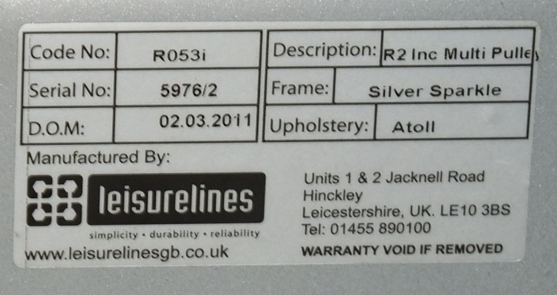 Leisurelines R053i R2 Inclusive Adjustable Single Cable Machine - Image 12 of 14