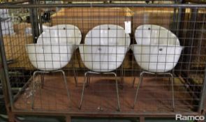 6x Plastic Tub Chairs - Metal Frame & Cushion W 585mm x D 510mm x H 720mm