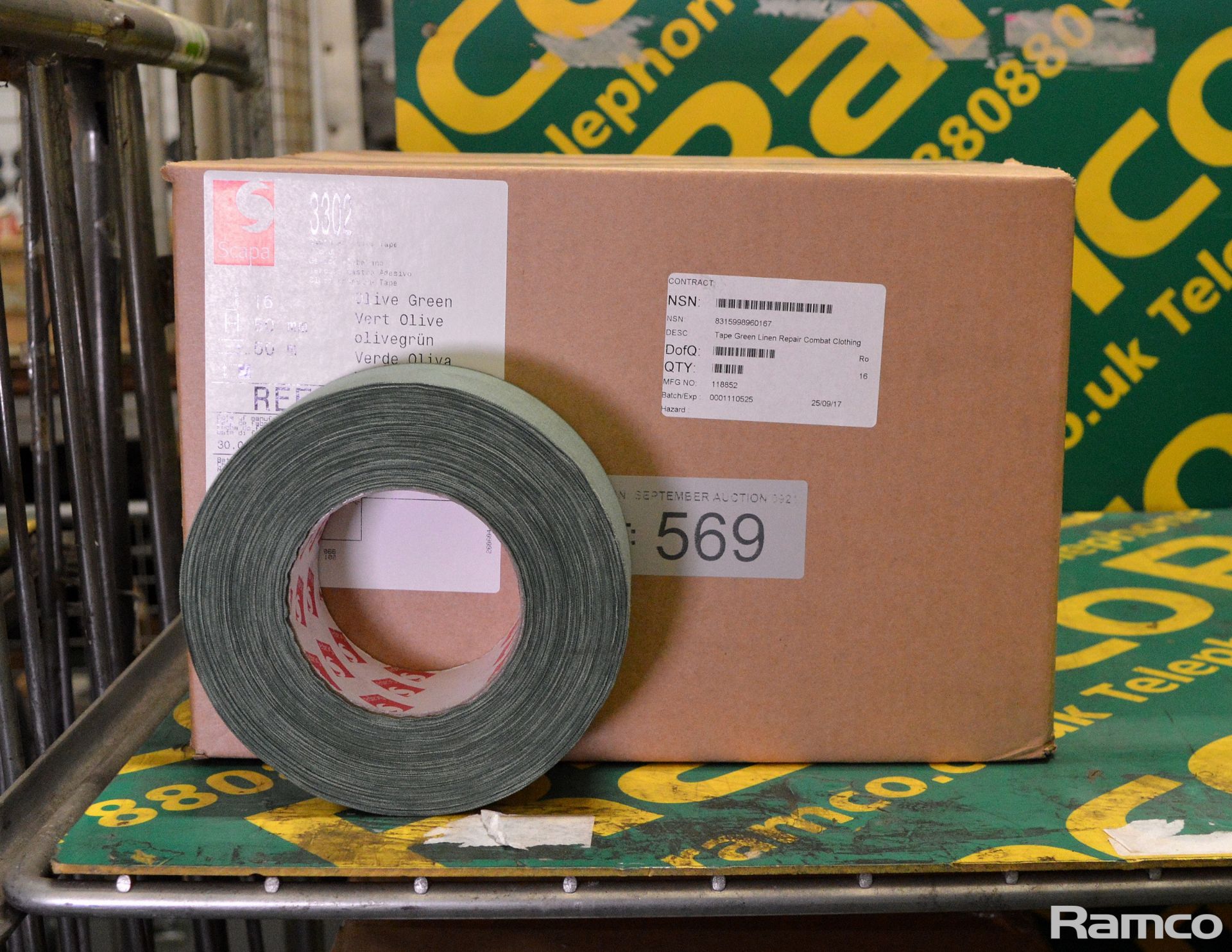 Scapa tape - 3302 - Olive Green - 50mm x 50M - 16 per box - 1 box