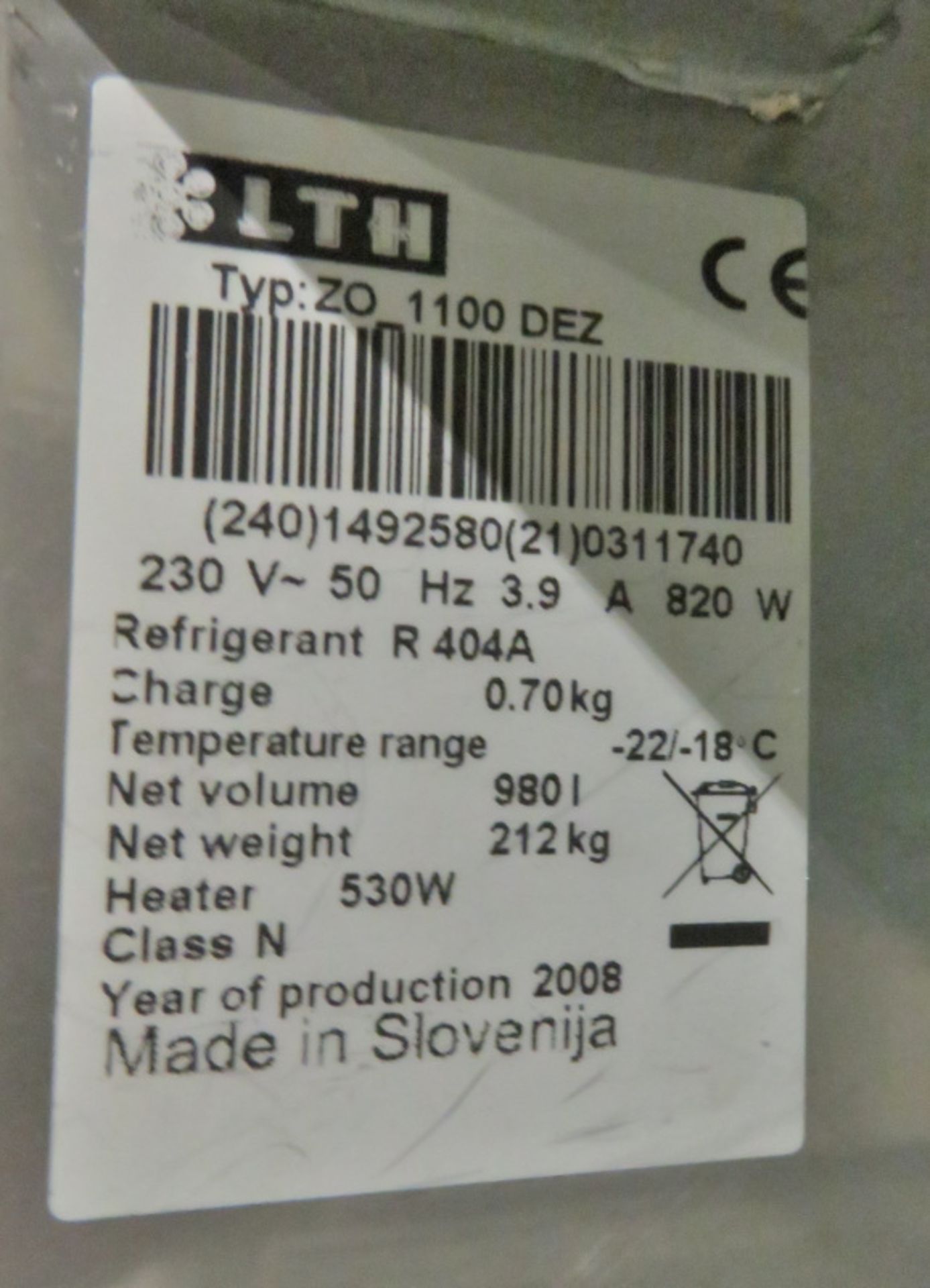 LAE Zo 1100 DEL 2 Door Freezer L 1400mm x W 700mm x H 1900mm - AS SPARES OR REPAIRS - Image 5 of 10