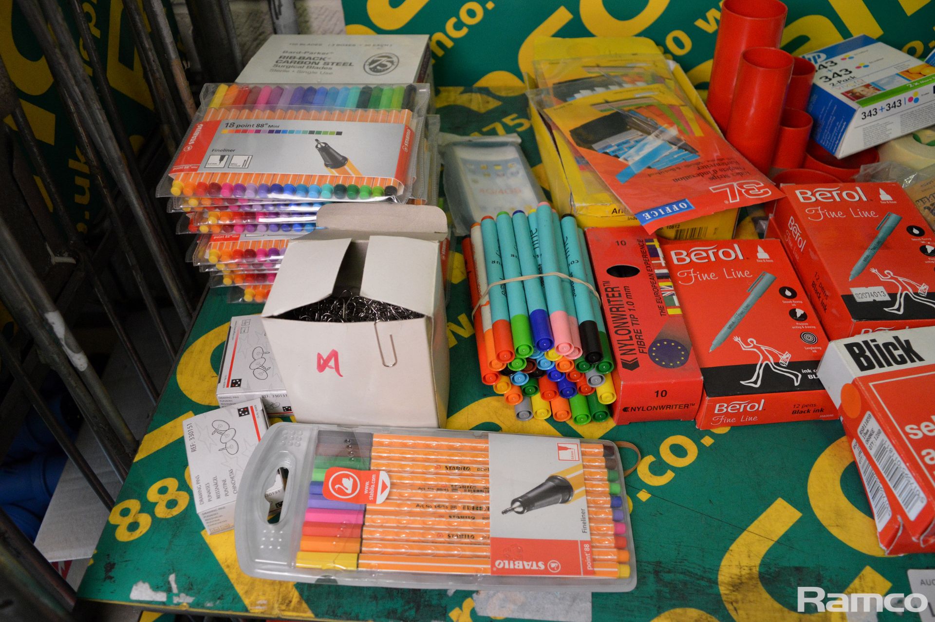 Various stationary - printer ink cartridges, pens, rubber bands, labels, telephone message and more - Image 2 of 4